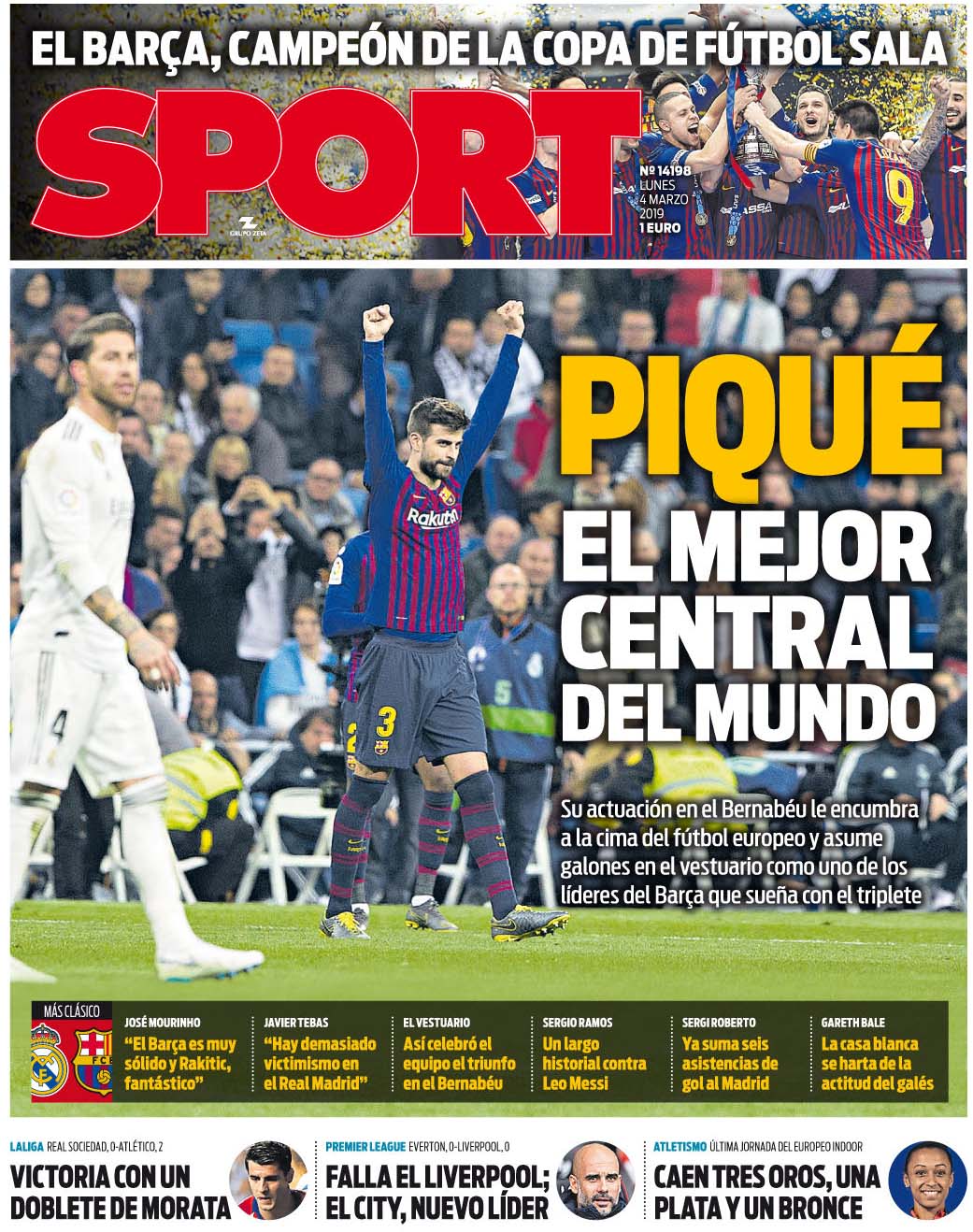 19年3月04日 月 のバルセロナスポーツ紙 クラシコ連勝でほくほくの週明け Blaugrana